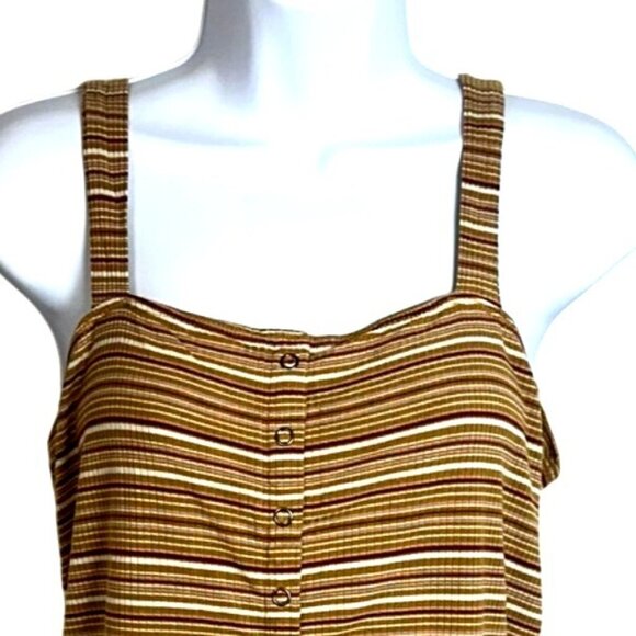American Eagle Soft & Sexy Ribbed Knit Brown Striped Square Neck Tank Top Large - Picture 3 of 8